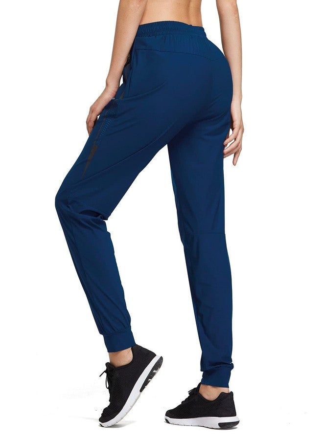 baleaf Women's Joggers Running Pants Quick Dry Lightweight Workout with Zipper Pockets Drawstring Hiking Travel Gym Navy M - Image 2